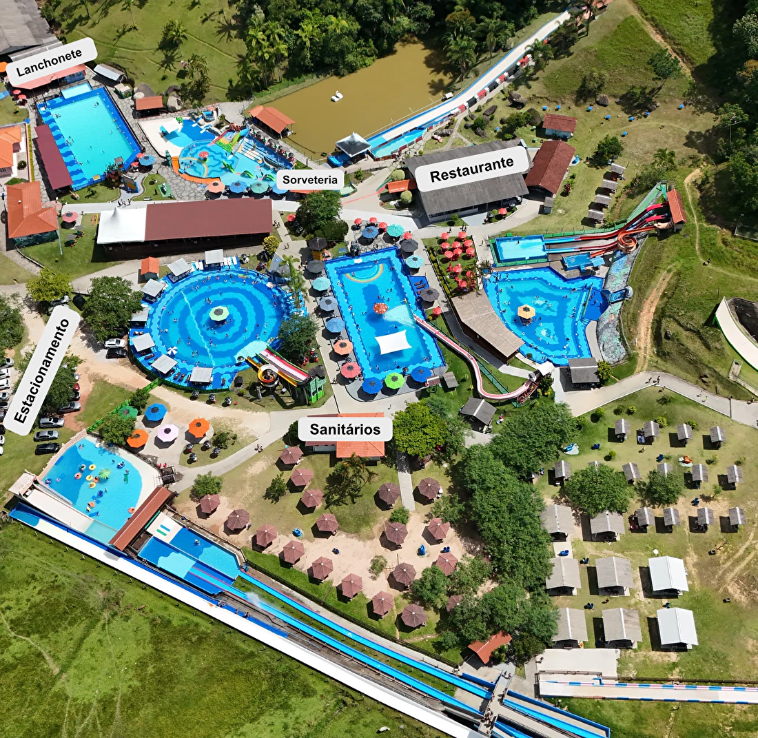 Mapa de quiosques do Parque Aquático Arco-Íris